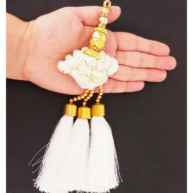 White Tassels With Pearl and Beads Embellishments Indian Tassels Wedding Bridal Latkan, Ethnic Tassels, Indian Latkan